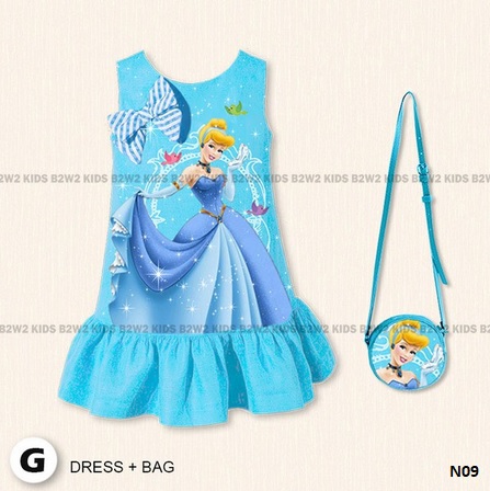 dress biru putri cinderella tas